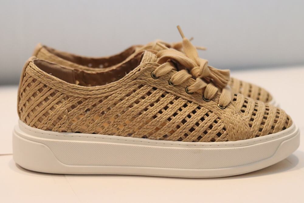 Charles David Reason Raffia Platform Sneakers Sz 8